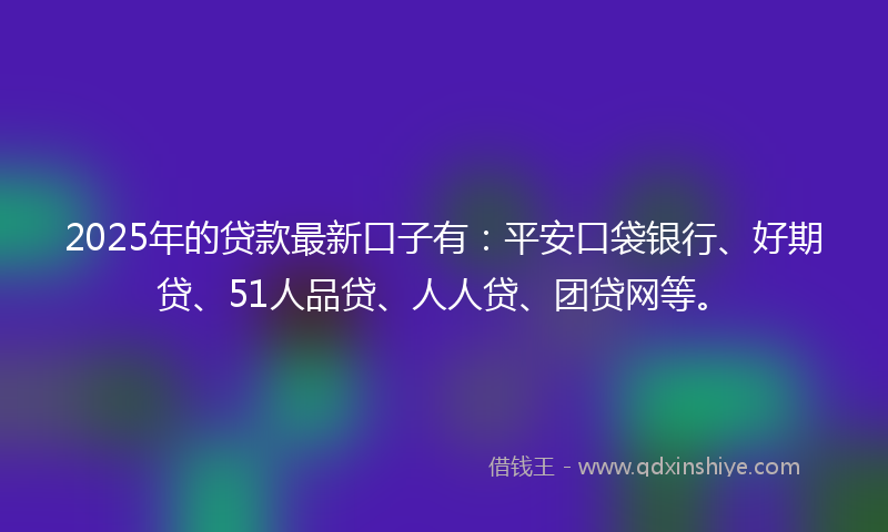2025年的贷款最新口子有：平安口袋银行、好期贷、51人品贷、人人贷、团贷网等。