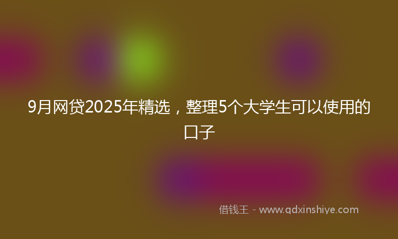 9月网贷2025年精选，整理5个大学生可以使用的口子