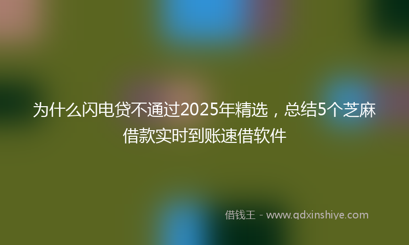为什么闪电贷不通过2025年精选，总结5个芝麻借款实时到账速借软件