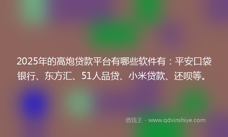 2025年的高炮贷款平台有哪些软件有：平安口袋银行、东方汇、51人品贷、小米贷款、还呗等。
