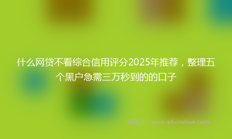 什么网贷不看综合信用评分2025年推荐，整理五个黑户急需三万秒到的的口子