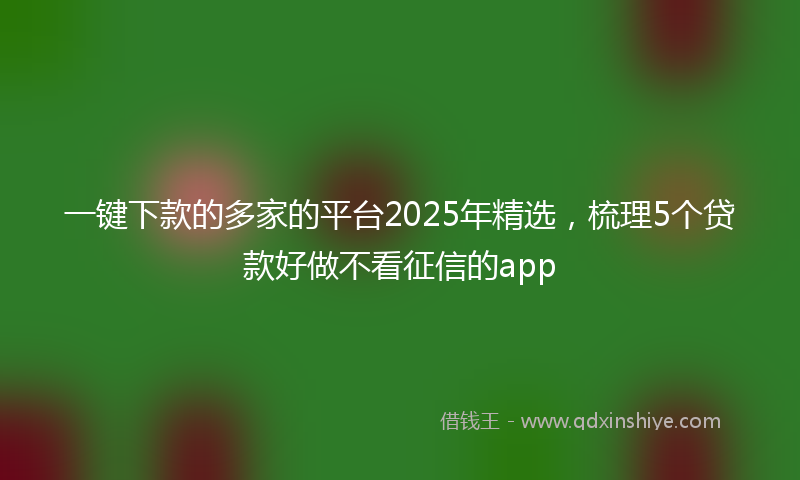 一键下款的多家的平台2025年精选，梳理5个贷款好做不看征信的app
