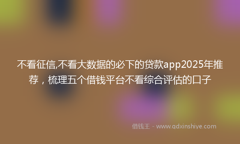 不看征信,不看大数据的必下的贷款app2025年推荐，梳理五个借钱平台不看综合评估的口子