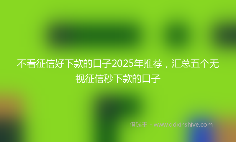 不看征信好下款的口子2025年推荐，汇总五个无视征信秒下款的口子