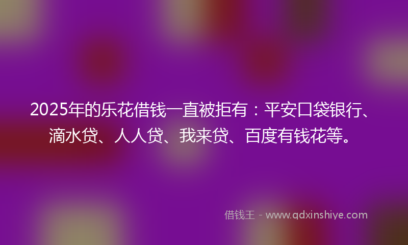 2025年的乐花借钱一直被拒有：平安口袋银行、滴水贷、人人贷、我来贷、百度有钱花等。