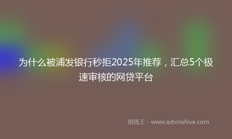 为什么被浦发银行秒拒2025年推荐，汇总5个极速审核的网贷平台
