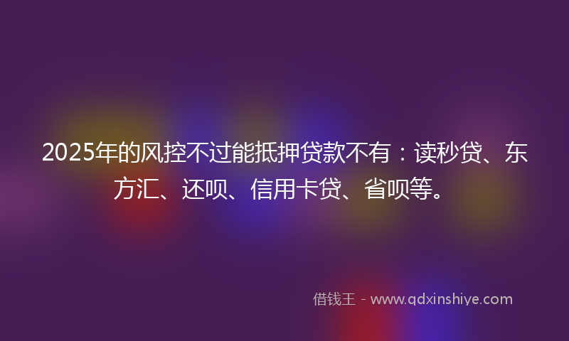 2025年的风控不过能抵押贷款不有：读秒贷、东方汇、还呗、信用卡贷、省呗等。