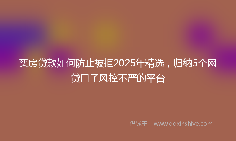 买房贷款如何防止被拒2025年精选，归纳5个网贷口子风控不严的平台