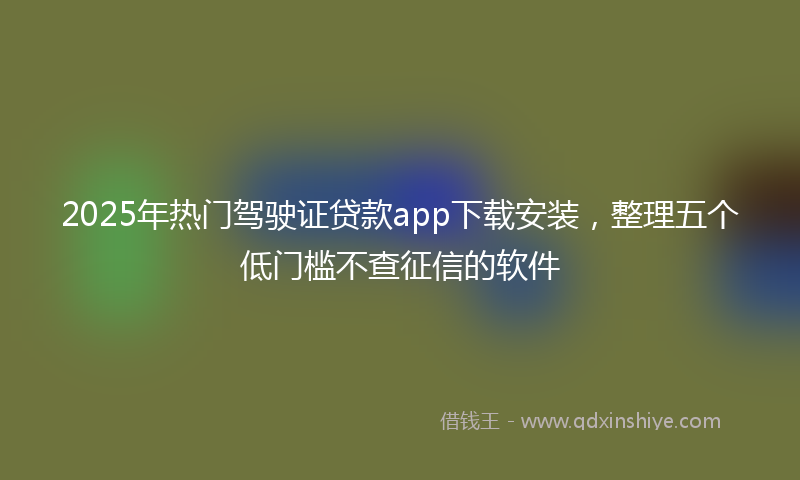 2025年热门驾驶证贷款app下载安装，整理五个低门槛不查征信的软件