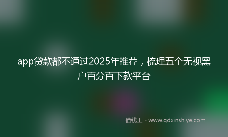 app贷款都不通过2025年推荐，梳理五个无视黑户百分百下款平台