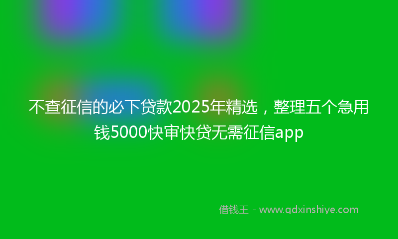 不查征信的必下贷款2025年精选，整理五个急用钱5000快审快贷无需征信app