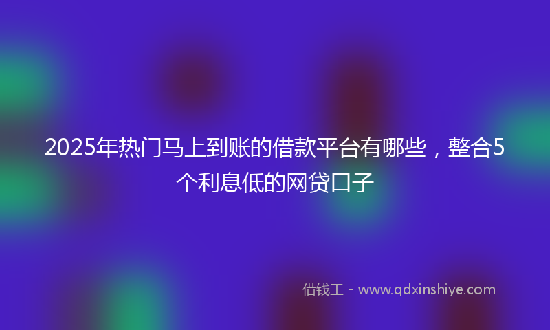2025年热门马上到账的借款平台有哪些，整合5个利息低的网贷口子