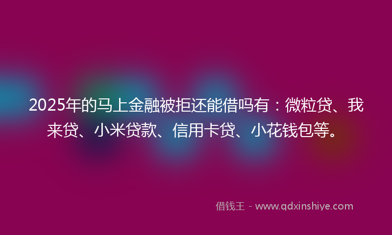 2025年的马上金融被拒还能借吗有：微粒贷、我来贷、小米贷款、信用卡贷、小花钱包等。