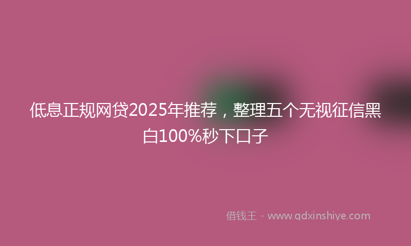 低息正规网贷2025年推荐，整理五个无视征信黑白100%秒下口子