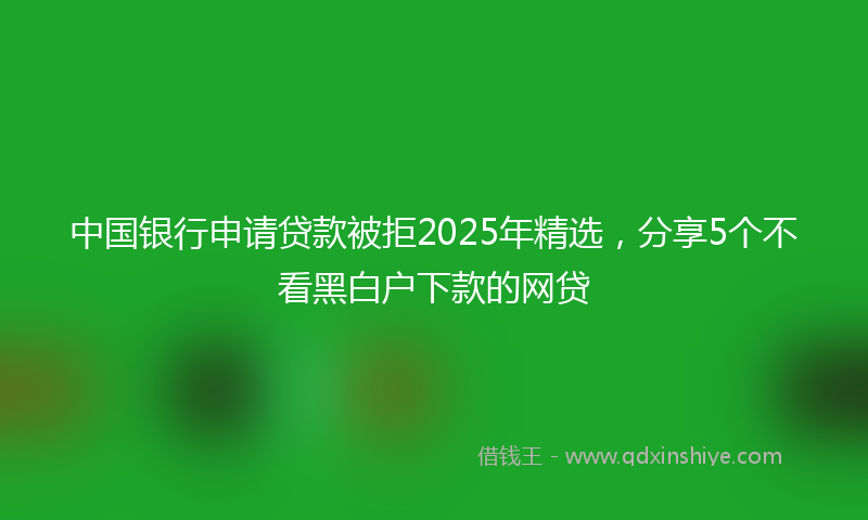 中国银行申请贷款被拒2025年精选，分享5个不看黑白户下款的网贷