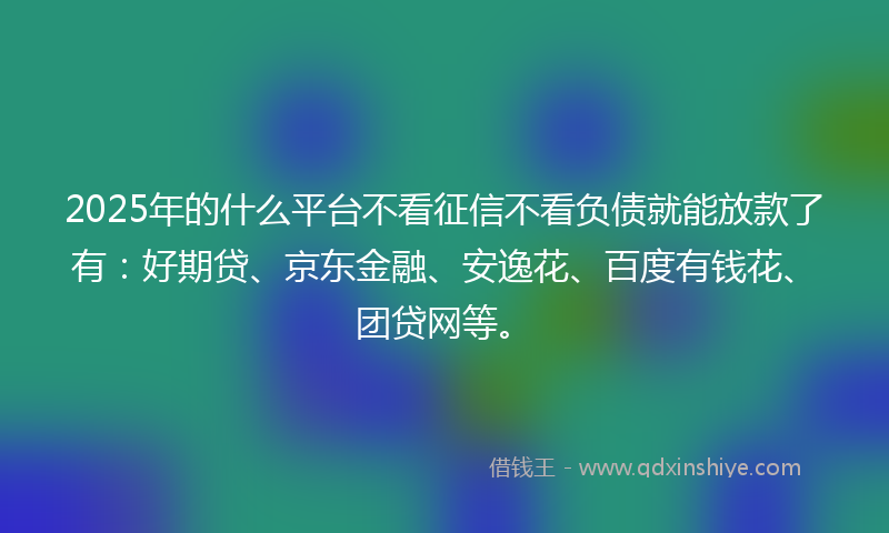 2025年的什么平台不看征信不看负债就能放款了有：好期贷、京东金融、安逸花、百度有钱花、团贷网等。