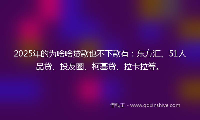 2025年的为啥啥贷款也不下款有：东方汇、51人品贷、投友圈、柯基贷、拉卡拉等。