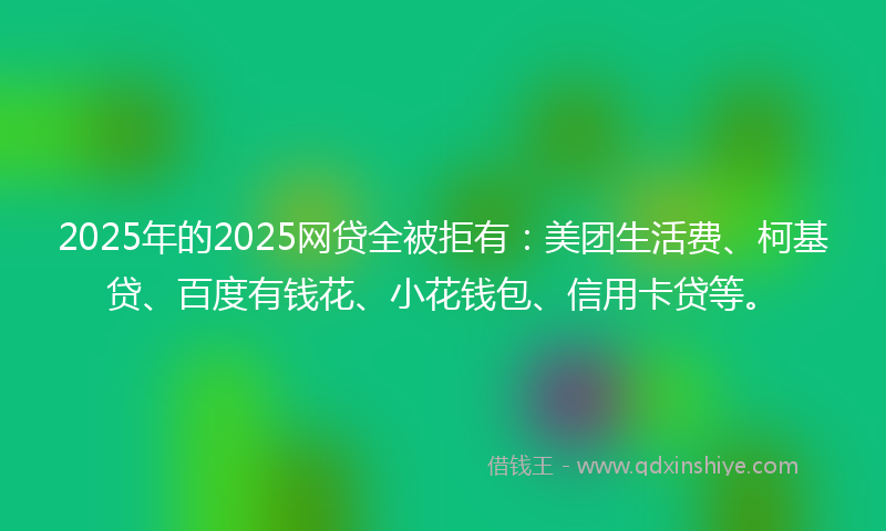 2025年的2025网贷全被拒有：美团生活费、柯基贷、百度有钱花、小花钱包、信用卡贷等。