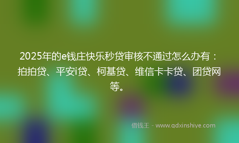 2025年的e钱庄快乐秒贷审核不通过怎么办有：拍拍贷、平安i贷、柯基贷、维信卡卡贷、团贷网等。