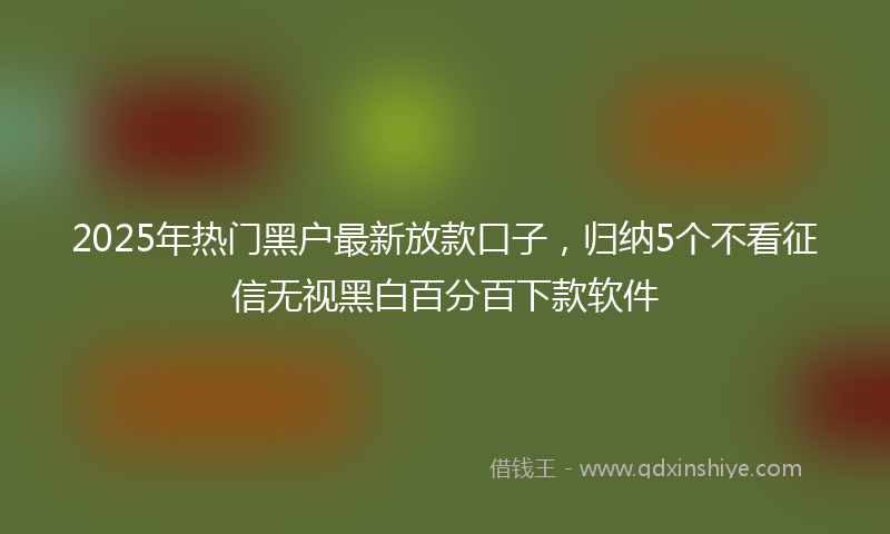 2025年热门黑户最新放款口子，归纳5个不看征信无视黑白百分百下款软件