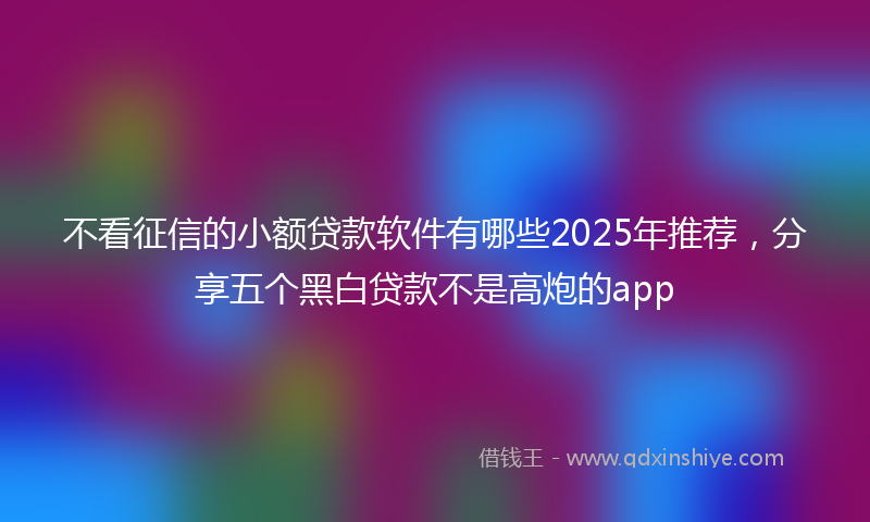 不看征信的小额贷款软件有哪些2025年推荐，分享五个黑白贷款不是高炮的app