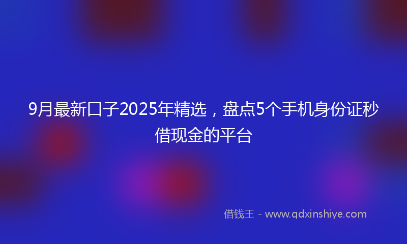 9月最新口子2025年精选，盘点5个手机身份证秒借现金的平台