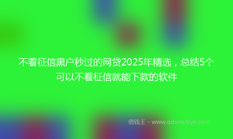 不看征信黑户秒过的网贷2025年精选，总结5个可以不看征信就能下款的软件
