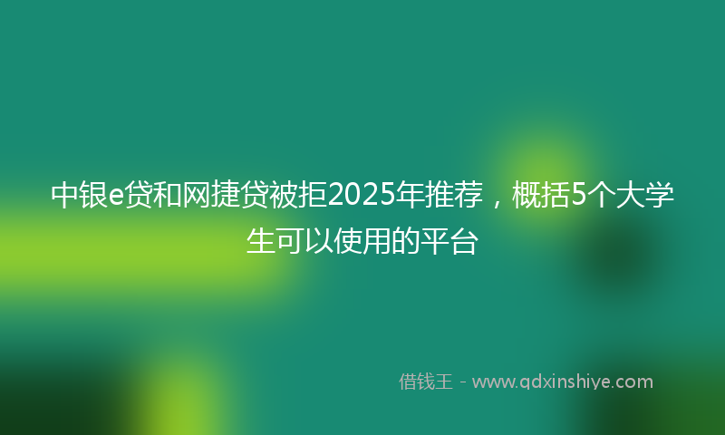 中银e贷和网捷贷被拒2025年推荐，概括5个大学生可以使用的平台