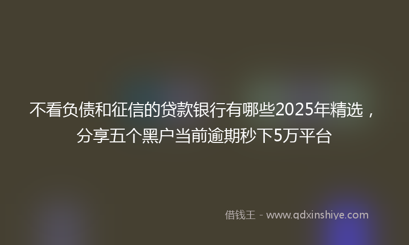 不看负债和征信的贷款银行有哪些2025年精选，分享五个黑户当前逾期秒下5万平台