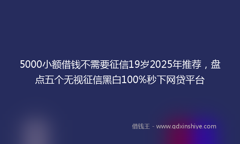 5000小额借钱不需要征信19岁2025年推荐，盘点五个无视征信黑白100%秒下网贷平台