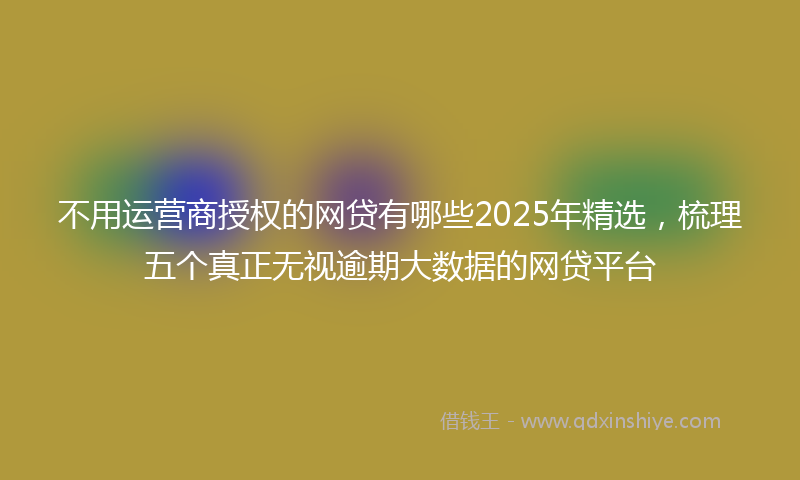 不用运营商授权的网贷有哪些2025年精选，梳理五个真正无视逾期大数据的网贷平台