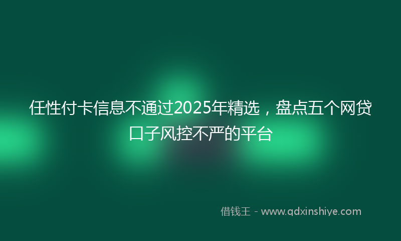 任性付卡信息不通过2025年精选，盘点五个网贷口子风控不严的平台