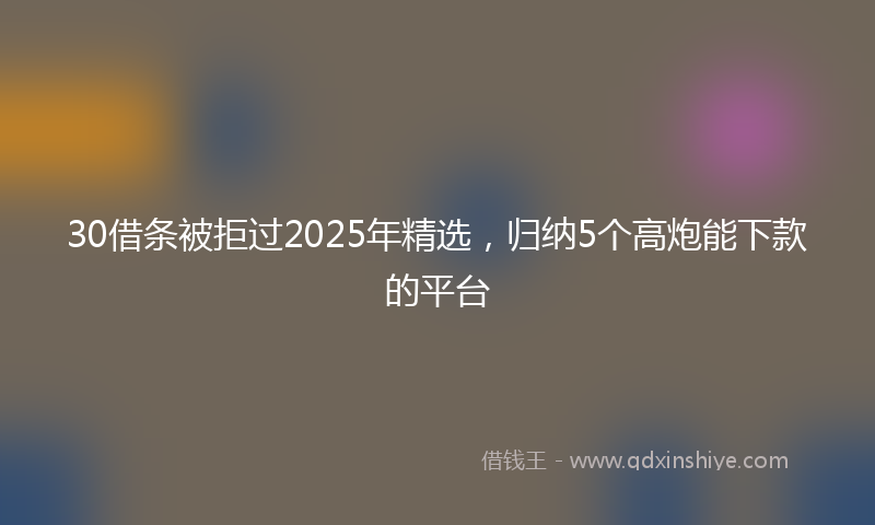30借条被拒过2025年精选，归纳5个高炮能下款的平台