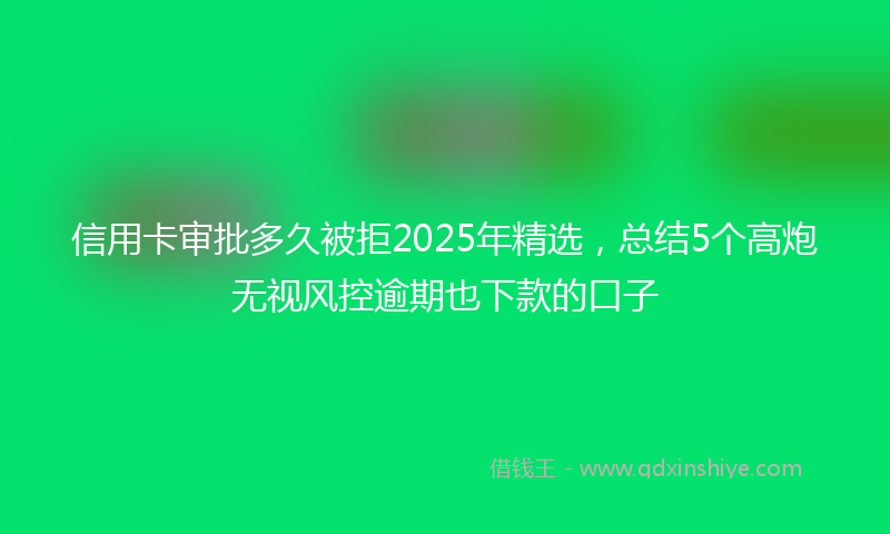 信用卡审批多久被拒2025年精选，总结5个高炮无视风控逾期也下款的口子