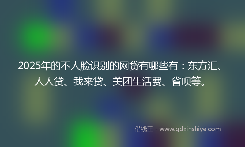 2025年的不人脸识别的网贷有哪些有：东方汇、人人贷、我来贷、美团生活费、省呗等。