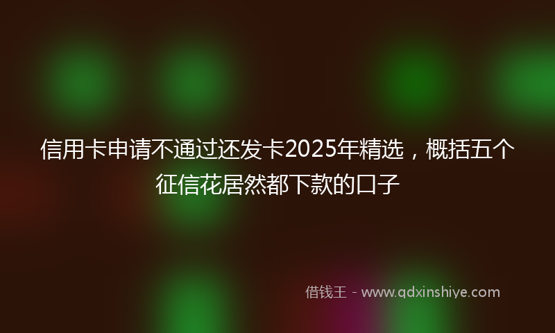 信用卡申请不通过还发卡2025年精选，概括五个征信花居然都下款的口子