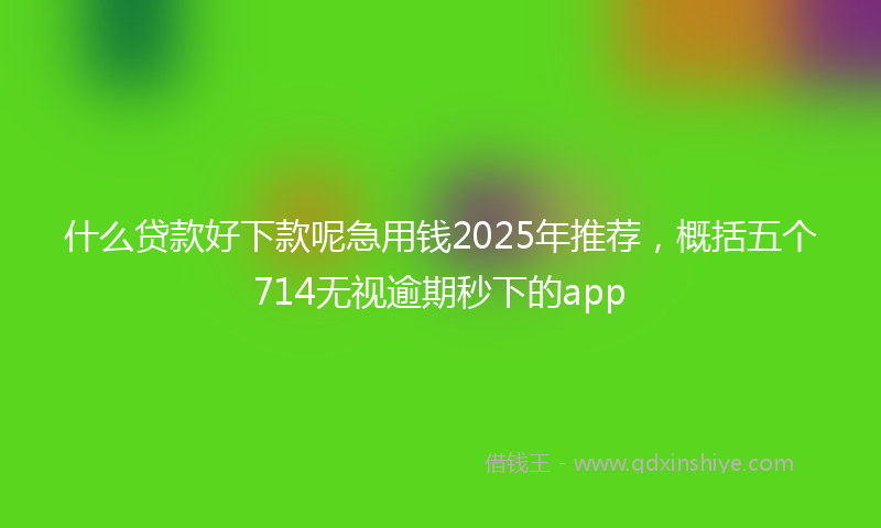 什么贷款好下款呢急用钱2025年推荐，概括五个714无视逾期秒下的app