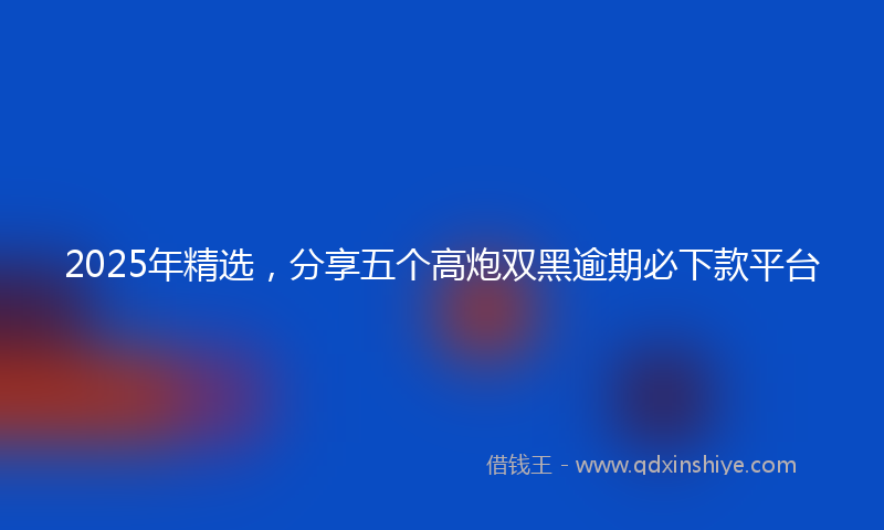 2025年精选，分享五个高炮双黑逾期必下款平台