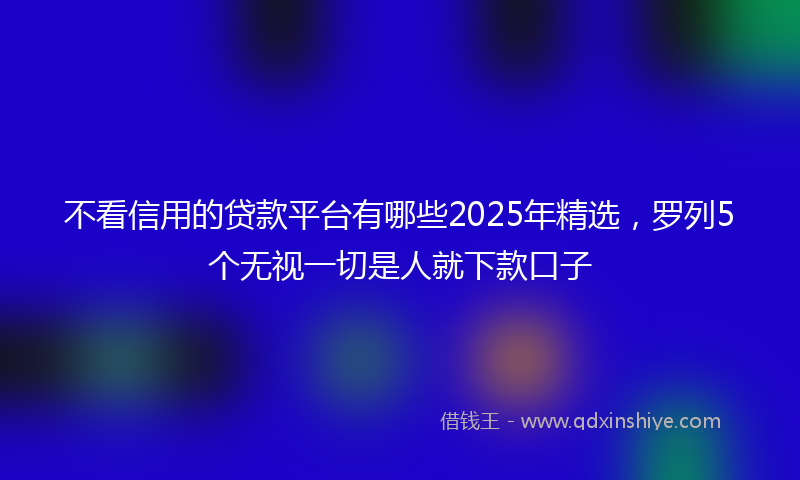 不看信用的贷款平台有哪些2025年精选，罗列5个无视一切是人就下款口子