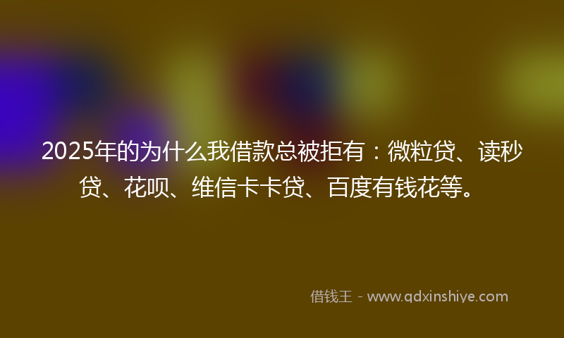 2025年的为什么我借款总被拒有：微粒贷、读秒贷、花呗、维信卡卡贷、百度有钱花等。