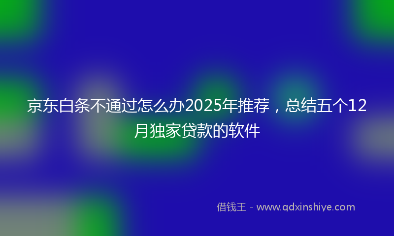 京东白条不通过怎么办2025年推荐，总结五个12月独家贷款的软件