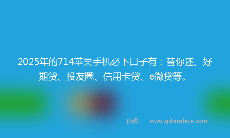 2025年的714苹果手机必下口子有：替你还、好期贷、投友圈、信用卡贷、e微贷等。