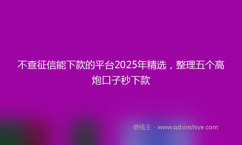不查征信能下款的平台2025年精选，整理五个高炮口子秒下款