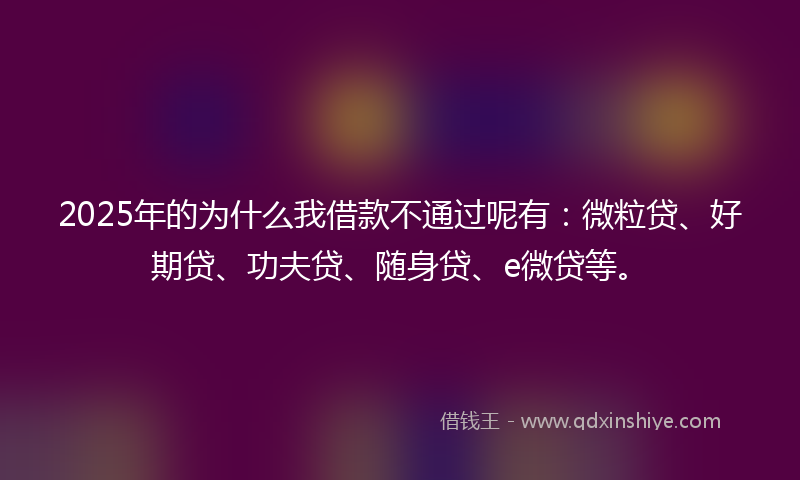 2025年的为什么我借款不通过呢有：微粒贷、好期贷、功夫贷、随身贷、e微贷等。