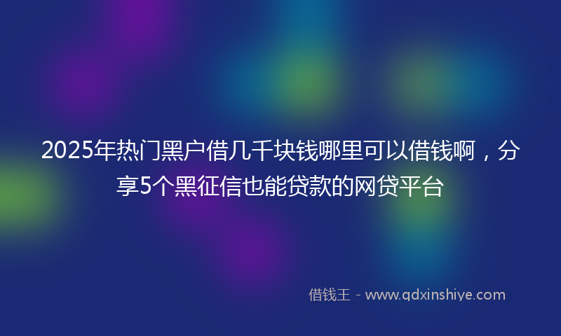 2025年热门黑户借几千块钱哪里可以借钱啊，分享5个黑征信也能贷款的网贷平台