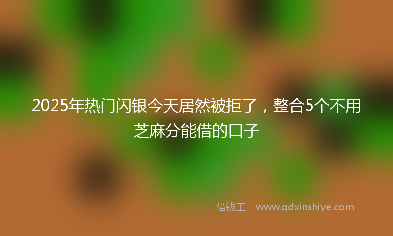 2025年热门闪银今天居然被拒了，整合5个不用芝麻分能借的口子