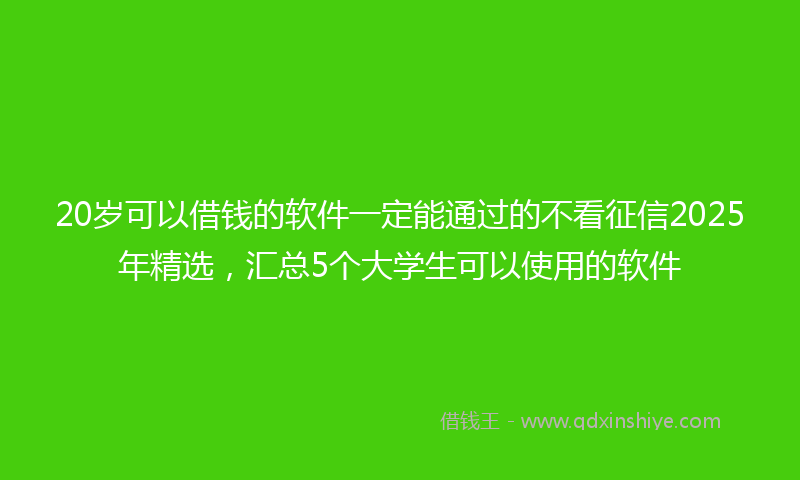 20岁可以借钱的软件一定能通过的不看征信2025年精选，汇总5个大学生可以使用的软件