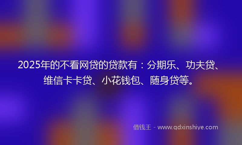 2025年的不看网贷的贷款有：分期乐、功夫贷、维信卡卡贷、小花钱包、随身贷等。