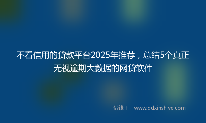 不看信用的贷款平台2025年推荐，总结5个真正无视逾期大数据的网贷软件