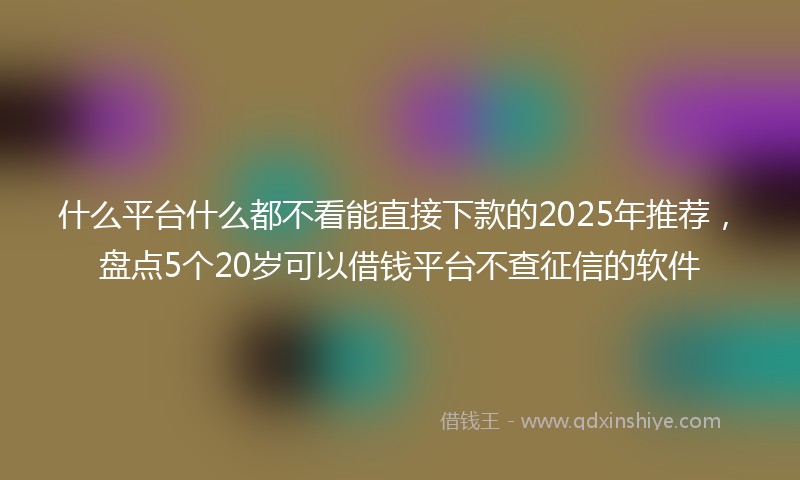 什么平台什么都不看能直接下款的2025年推荐，盘点5个20岁可以借钱平台不查征信的软件